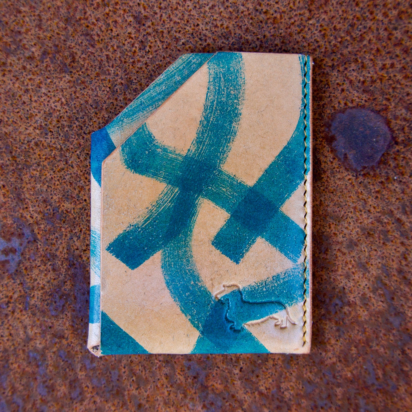 PIEGA Card and Note Wallet (Hand Painted Blue)
