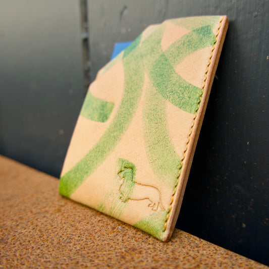 PIEGA Card and Note Wallet (Hand Painted Green)